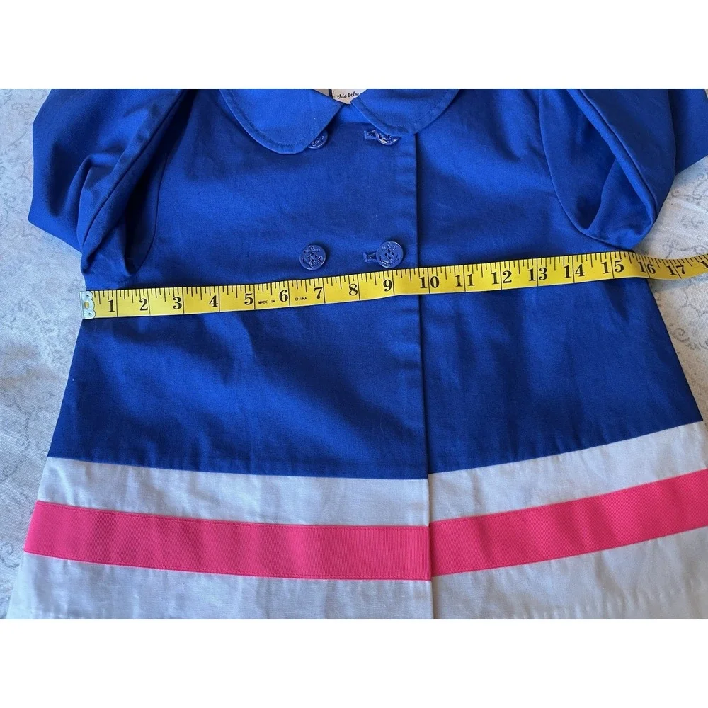 GYMBOREE, Girl 7/8 Blue White Pink, Light Coat, Nautical Anchor, 100% Cotton‎